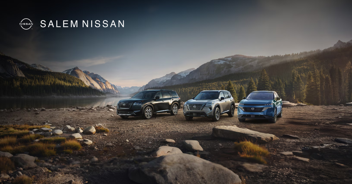the 2026 Nissan lineup on a stoney ridge with a mountainous background