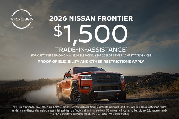 2026 Nissan Frontier: $1,500 Trade-In Assistance