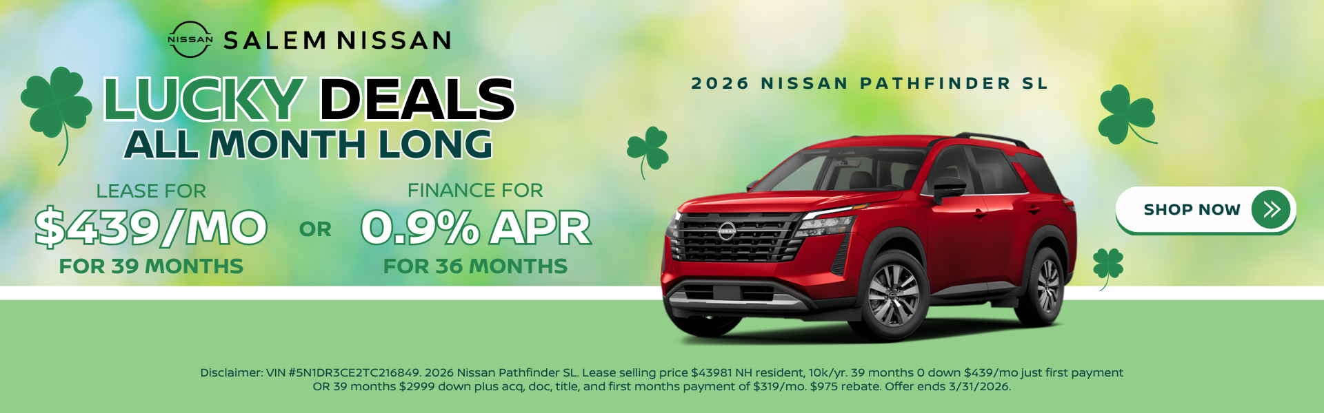 2026 Nissan Pathfinder March Specials