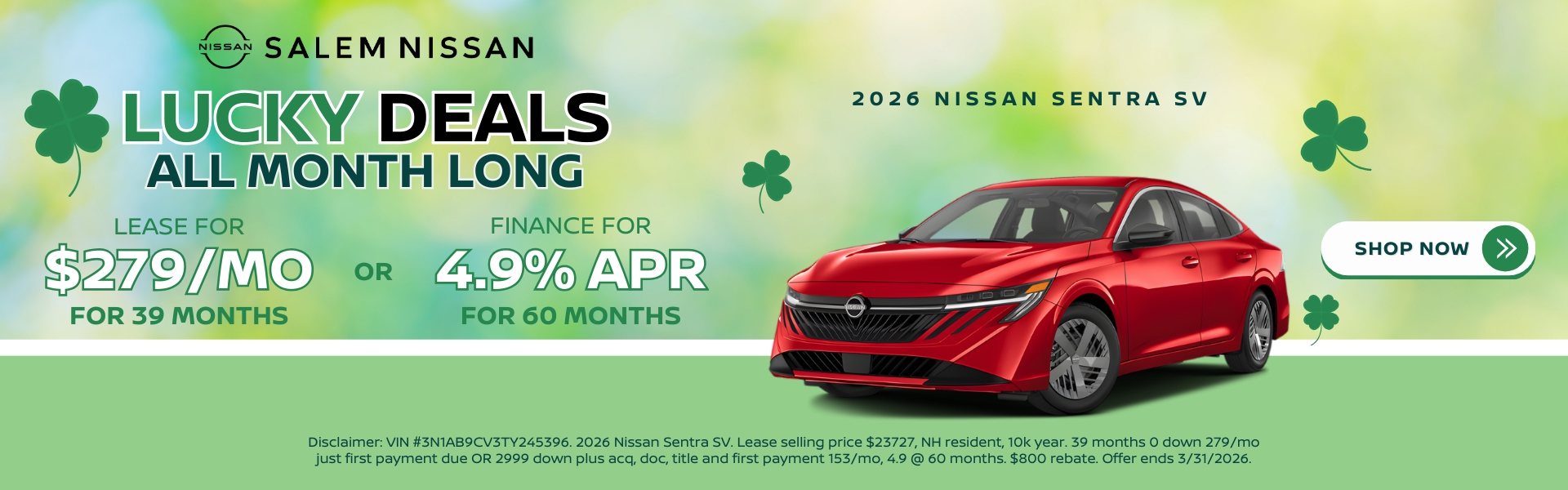 2026 Nissan Sentra March Specials