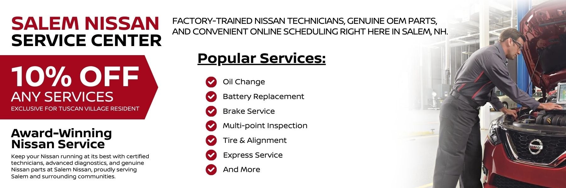 Nissan Service near Tuscan Village in Salem, NH